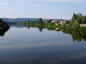 The wide peaceful Mosel in Trier.